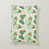 グリーンバタフライホワイトフローラフラワーブロッサム アクセントクッション (裏面(縦))