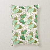 グリーンバタフライホワイトフローラフラワーブロッサム アクセントクッション (正面(垂直))