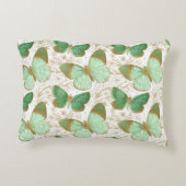 グリーンバタフライホワイトフローラフラワーブロッサム アクセントクッション (裏面)