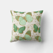 グリーンバタフライホワイトフローラフラワーブロッサム クッション (裏面)