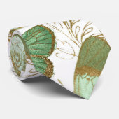 グリーンバタフライホワイトフローラフラワーブロッサム ネクタイ (ロール)