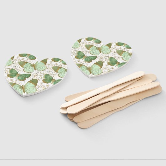 グリーンバタフライホワイトフローラフラワーブロッサム ハンドファン (組立なし)