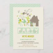 グリーンバターフライズバーストハウスウォーミングパーティー招待状 招待状 (正面/裏面)