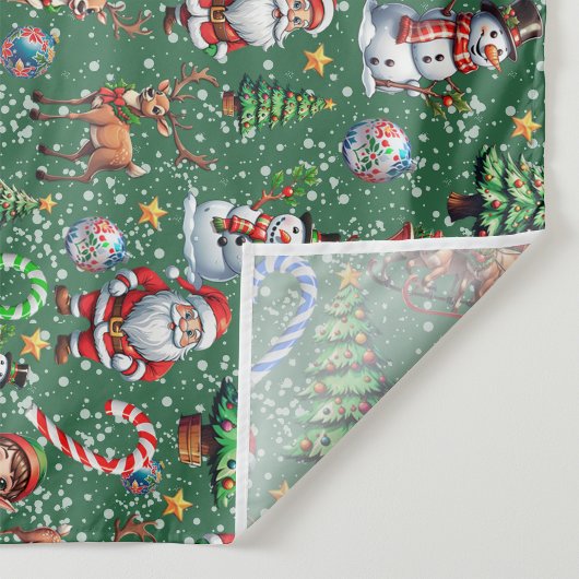 グリーンバックグラウンドのクリスマス装飾パターン タペストリー