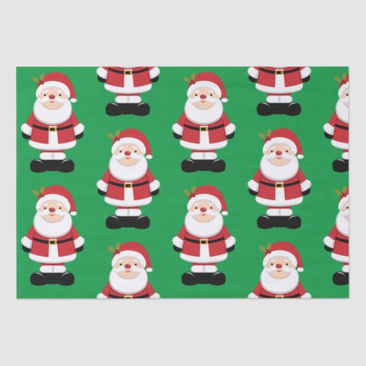 グリーンバックグラウンドを持つクリスマスサンタクロース 薄葉紙 (正面)