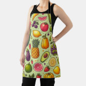グリーンバックグラウンド果実野菜デザイン エプロン (インサイチュ)