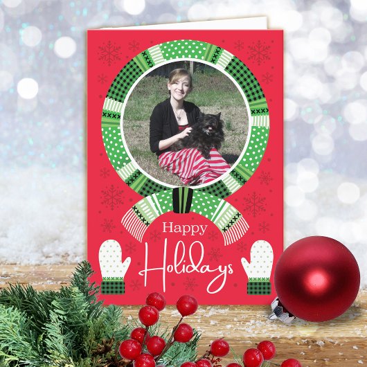 グリーンバッファローチェックの写真 ハッピー シーズンカード