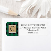 グリーンバッファローチェックプライドとクラフト紙モノグラム ラベル (インサイチュ)