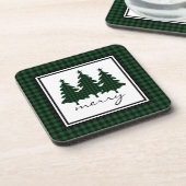 グリーンバッファローチェック松の木 コースター (左側)