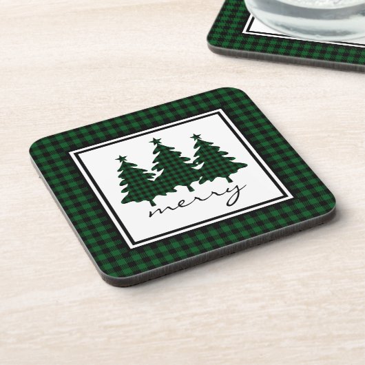 グリーンバッファローチェック松の木 コースター (左側)