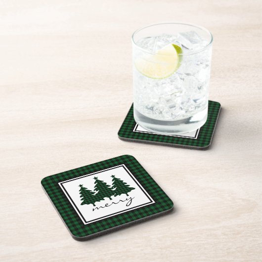 グリーンバッファローチェック松の木 コースター (右側)