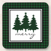 グリーンバッファローチェック松の木 コースター (正面)