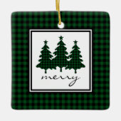グリーンバッファローチェック松の木 セラミックオーナメント (正面)