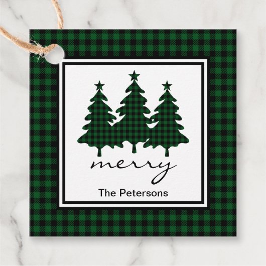 グリーンバッファローチェック松の木 フェイバータグ (正面)