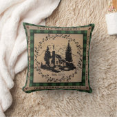 グリーンバッファローチェック素朴キャビンパーソナライズされた クッション (ブランケット)