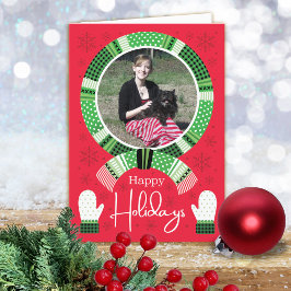 グリーンバッファローチェック フォト ハッピー シーズンカード