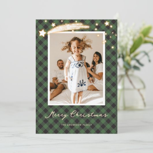 グリーンバッファロープライド星の写真クリスマスカード シーズンカード (スタンド正面)
