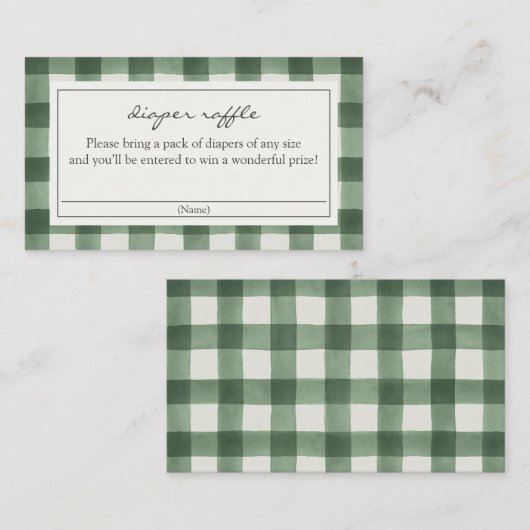 グリーンバッファロープレイドおむつラッフル エンクロージャーカード (正面/裏面)