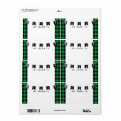 グリーンバッファロープレイドこんにちは私の名前は名前タグ ラベル (フルシート)