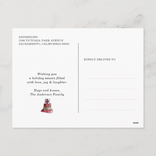 グリーンバッファロープレイドのスノースターズ ビリーブ フォト シーズンポストカード (裏面)