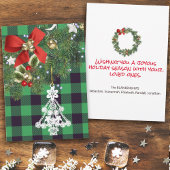 グリーンバッファロープレイドカスタムフォトクリスマスツリー シーズンカード