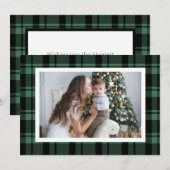 グリーンバッファロープレイドクリスマスフォト シーズンカード (正面/裏面)