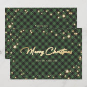 グリーンバッファロープレイドスターズクリスマスカード シーズンカード (正面/裏面)