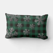 グリーンバッファロープレイドスパークリー雪 ランバークッション (裏面)