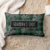 グリーンバッファロープレイドスパークリー雪 ランバークッション (ブランケット)