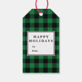 グリーンバッファロープレイドパターンクリスマス名 ギフトタグ (正面)