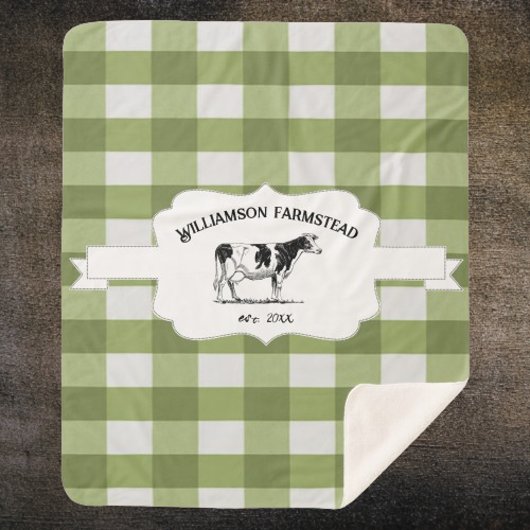 グリーンバッファロープレイドファームカウシェルパブランケット シェルパブランケット