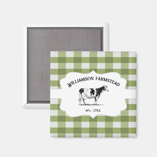 グリーンバッファロープレイドファームカウマグネット マグネット (正面/裏面)