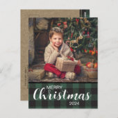 グリーンバッファロープレイドフォトメリークリスマス2024 ポストカード (正面/裏面)