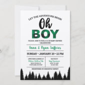 グリーンバッファロープレイドベイビーシャワー招待状オボーイ 招待状 (正面)