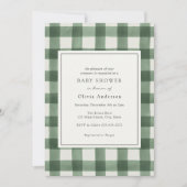 グリーンバッファロープレイドベビーシャワー招待状 招待状 (正面)