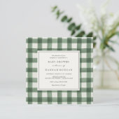 グリーンバッファロープレイドベビーシャワー招待状 招待状 (スタンド正面)