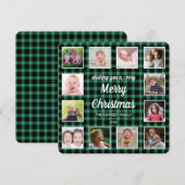 グリーンバッファロープレイド12フォトコラージュクリスマス シーズンカード (正面/裏面)
