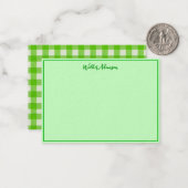 グリーンバッファロープレイド – ギンガムチェック縁ど名 ノートカード (正面/裏面インサイチュ)
