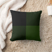 グリーンバッファロープレイド クッション (ブランケット)