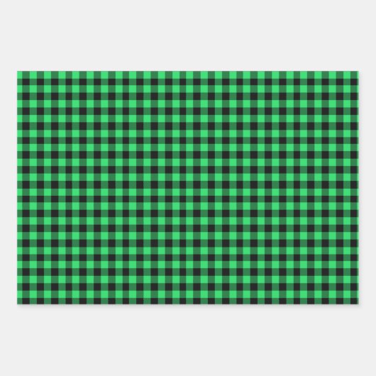 グリーンバッファロープレイド ラッピングペーパーシート (正面)