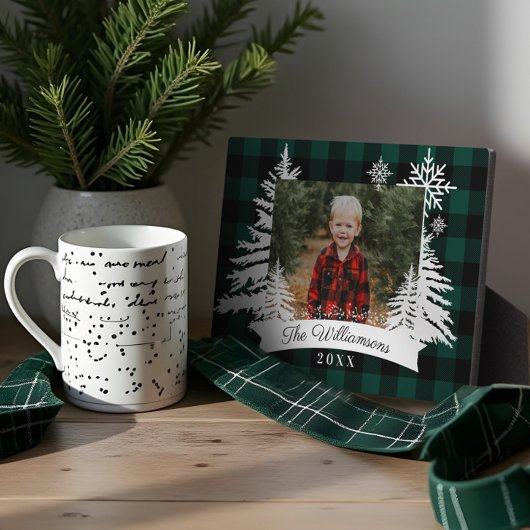 グリーンバッファロー素朴プライド松の木の家族写真 フォトプラーク