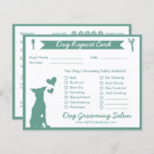 グリーンバナーシルエットドッググルーミングレポートカード (正面/裏面)