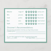 グリーンバナーシルエットドッググルーミングレポートカード (裏面)