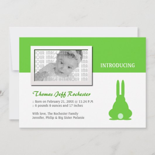 グリーンバニーの誕生のお知らせ シーズンカード (正面)