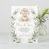 グリーンバニーラビットニュートラルベビーシャワー サンキューカード (スタンド正面)