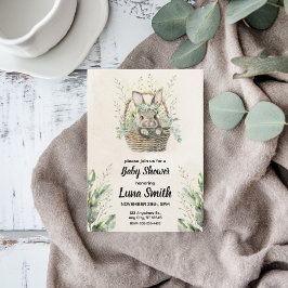 グリーンバニーラビットベビーシャワー 招待状