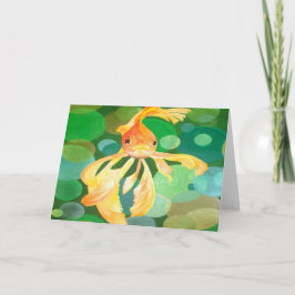 グリーンバブルベクターを持つ金魚ファンテール カード