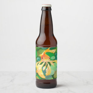 グリーンバブルベクターを持つ金魚ファンテール ビールラベル