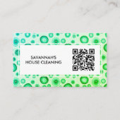 グリーンバブルミニマルハウスクリーニング清掃QR 名刺 (正面)