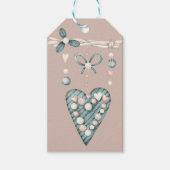 グリーンバモダンンタインハートビーズ ギフトタグ (正面)